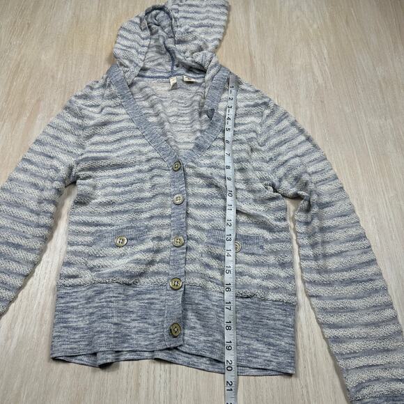 Anthropologie Moth Striped Hooded Button Front Cardigan Sweater XS Cozy Preppy - Picture 8 of 14